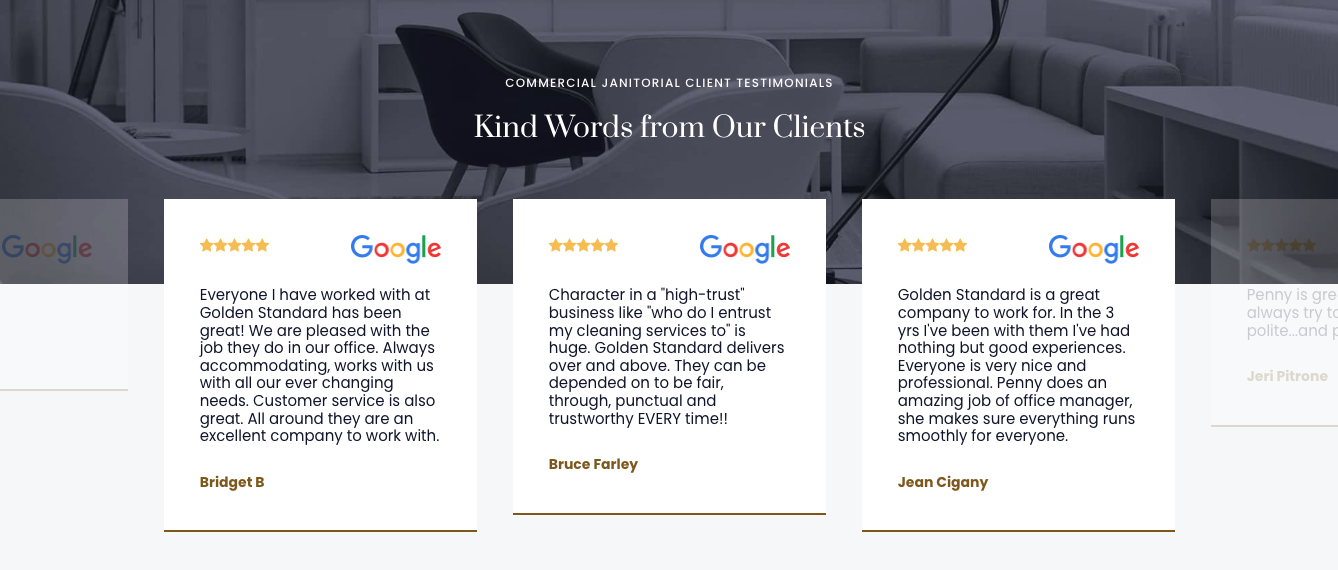 commercial cleaning google client reviews